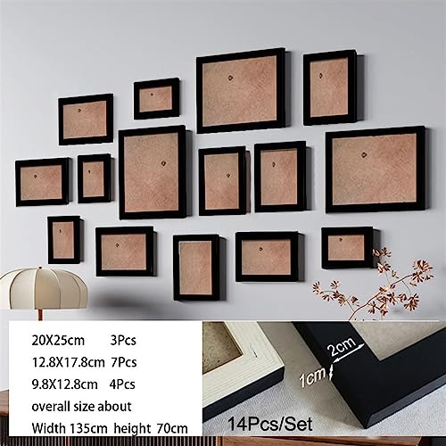 Objektrahmen 9/14/18Pcs Natürliche Holz Bilderrahmen for Bilder Wand Hängen Foto Rahmen Kleine Bilderrahmen Hause decor Foto Dekor Geschenk(14pcs photo frame-01) von BOFIBO