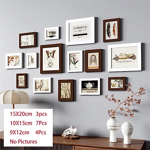 Objektrahmen 9/14/18Pcs Natürliche Holz Bilderrahmen for Bilder Wand Hängen Foto Rahmen Kleine Bilderrahmen Hause decor Foto Dekor Geschenk(14pcs photo frame-03) von BOFIBO