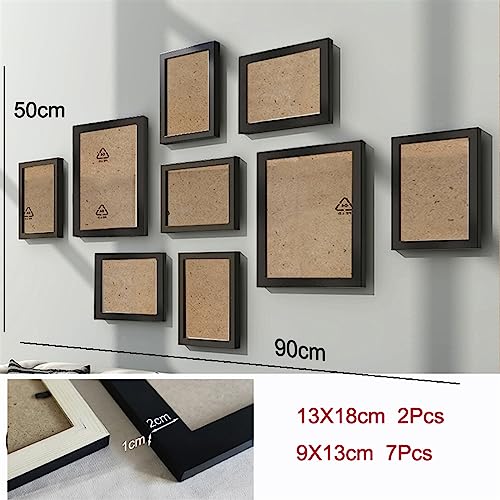 Objektrahmen 9/14/18Pcs Natürliche Holz Bilderrahmen for Bilder Wand Hängen Foto Rahmen Kleine Bilderrahmen Hause decor Foto Dekor Geschenk(9pcs photo frame-01) von BOFIBO
