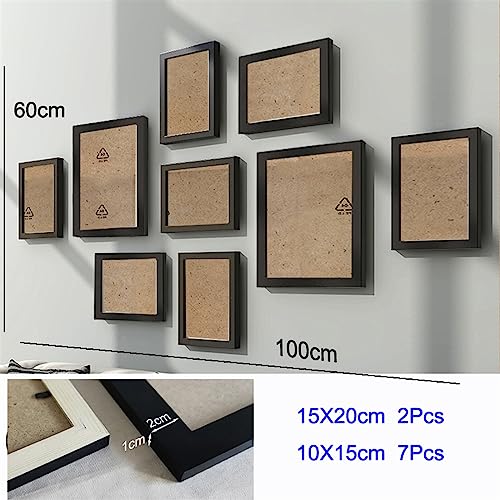Objektrahmen 9/14/18Pcs Natürliche Holz Bilderrahmen for Bilder Wand Hängen Foto Rahmen Kleine Bilderrahmen Hause decor Foto Dekor Geschenk(9pcs photo frame-03) von BOFIBO