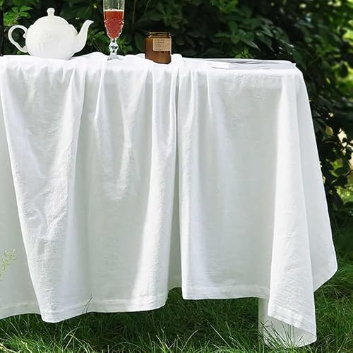 Rechteckig/längliche Tischdecken Tischdecke Volltonfarbe Gewaschene Baumwolle Tischdecke Restaurant Küche Party Dekoration Fotografie Hintergrundtuch Weihnachten Und Neujahrsdekoration(White,135X250cm von BOFIBO