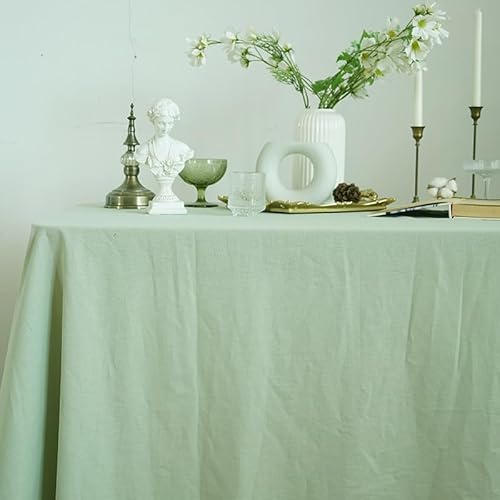 Rechteckige/längliche Tischdecken, einfarbig, gewaschene Baumwolle, Tischdecke, Restaurant, Küche, Partys, Dekoration, Fotografie, Hintergrund, Weihnachten, Neujahrsdekoration, Salbeigrün, 135 x 135 von BOFIBO