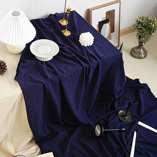Rechteckige/längliche Tischdecken, einfarbig, gewaschene Baumwolle, Tischdecke, Restaurant, Küche, Partys, Dekoration, Fotografie, Hintergrund, Weihnachten, Neujahrsdekoration (Marineblau, 100 x 135 von BOFIBO