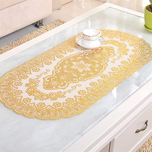 Rechteckige/längliche Tischdecken Couchtisch- Pad European Spitze Tischdecke Vergoldete PVC- elliptische Tischdecke Wasserdichtes - Bügeln Weiche Kunststoff- Matte Tafelkleed Weihnachts- und Neujahr von BOFIBO