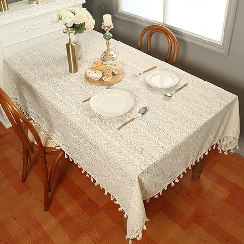 Rechteckige / längliche Tischdecke, idyllisch, handgehäkelt, aus Baumwolle, gewebt, ausgehöhlt, für Tischhintergrund, für Schießzubehör, Gittermuster, Weihnachtsdekoration und Neujahrsdekoration (A von BOFIBO