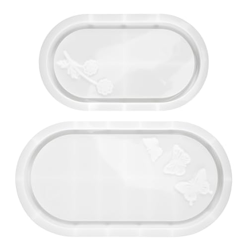 BOFRHME 2 Stück Silikonform Tablett,Silikonform Untersetzer,Silikonformen Gießformen Tablett,Epoxidharz Formen für Beton Gießform,für Untersetzer,Kerzenhalter,DIY von BOFRHME