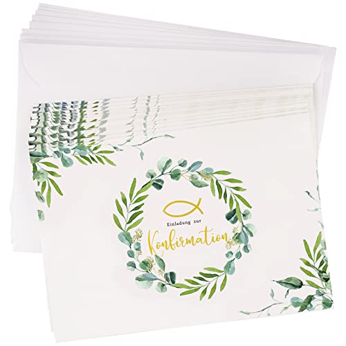 BOFUNX 12x Einladungskarten Konfirmation mit 12x Umschlag, Einladung Konfirmation für Jungen und Mädchen Fisch Gold Motive Konfirmation Einladung Firmung BOFUNX 12x Einladungskarten Konfirmation mit 12x Umschlag, Einladung Konfirmation für Jungen und Mädchen Fisch Gold Motive Konfirmation Einladung Firmung von BOFUNX