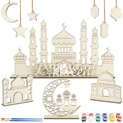 BOFUNX 10 Stück Ramadan Tischdekoration zum Basteln und Bemalen Holz Moscheen Aufsteller Ramadan Mond Sterne Anhänger Ramadan Kareem Dekoration für Ramadan Eid Mubarak Dekorationen BOFUNX 10 Stück Ramadan Tischdekoration zum Basteln und Bemalen Holz Moscheen Aufsteller Ramadan Mond Sterne Anhänger Ramadan Kareem Dekoration für Ramadan Eid Mubarak Dekorationen von BOFUNX