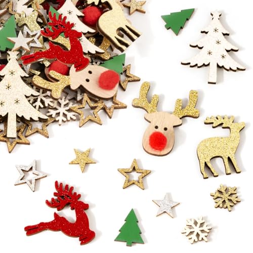 BOFUNX 120 Stücke Weihnachten Streudeko Mini Holzdeko Glitzer Weihnachtsdeko Klein Holz Konfetti für Weihnachten Deko Tischdeko DIY Handwerk BOFUNX 120 Stücke Weihnachten Streudeko Mini Holzdeko Glitzer Weihnachtsdeko Klein Holz Konfetti für Weihnachten Deko Tischdeko DIY Handwerk von BOFUNX