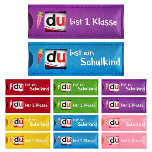 BOFUNX 12pcs Kleines Geschenke zur Einschulung Schulkind Du bist 1. Klasse Geschenke für Schokolade Verpackung Mutmacher Geschenk Schulanfang Schutag Schultüte Füllung Einschulung Party Deko von BOFUNX