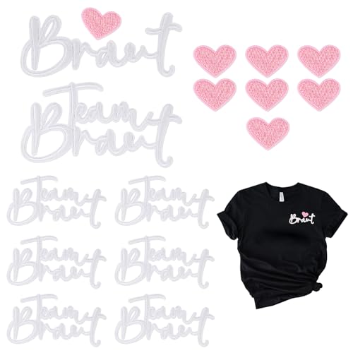 BOFUNX 16pcs Aufnäher JGA Frauen, Braut Aufnäher + 7pcs Team Braut Aufnäher + 8pcs Herz Aufnäher, Bügelbilder Patches zum Aufnähen - Frauen JGA Hochzeit Accessoires BOFUNX 16pcs Aufnäher JGA Frauen, Braut Aufnäher + 7pcs Team Braut Aufnäher + 8pcs Herz Aufnäher, Bügelbilder Patches zum Aufnähen - Frauen JGA Hochzeit Accessoires von BOFUNX