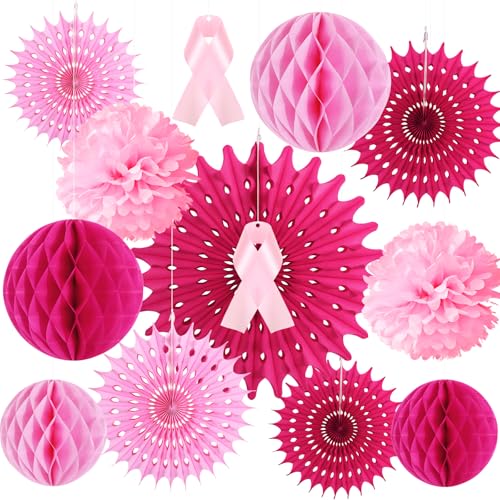 BOFUNX 16pcs Papier Wabenbälle Seidenpapier Pompons Deko Rosa Schleifenband Hängende Deko für Geburtstag Hochzeit Partydeko Brustkrebs Bewusstsein BOFUNX 16pcs Papier Wabenbälle Seidenpapier Pompons Deko Rosa Schleifenband Hängende Deko für Geburtstag Hochzeit Partydeko Brustkrebs Bewusstsein von BOFUNX