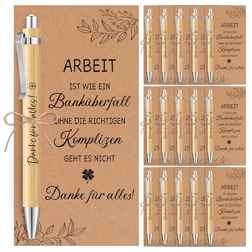 BOFUNX 18pcs Dankeschön Geschenke Abschied Kollegen Danke für Alles Holz Kugelschreiber mit Dankeskarte Abschiedsgeschenk Kollegen Team Geschenke für Mitarbeiter Kollegen Kollegin Büro Arbeit von BOFUNX