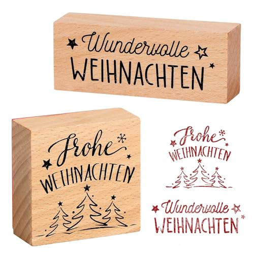 BOFUNX 2 Stücke Weihnachten Stempel Holzstempel Frohe Weihnachten Motivstempel Textstempel Weihnachtsstempel für Karten Geschenkpapier Scrapbooking BOFUNX 2 Stücke Weihnachten Stempel Holzstempel Frohe Weihnachten Motivstempel Textstempel Weihnachtsstempel für Karten Geschenkpapier Scrapbooking von BOFUNX
