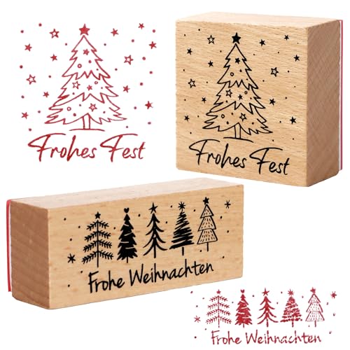 BOFUNX 2 Stücke Weihnachten Stempel Holzstempel Frohe Weihnachten Motivstempel Textstempel Weihnachtsstempel für Karten Geschenkpapier Scrapbooking BOFUNX 2 Stücke Weihnachten Stempel Holzstempel Frohe Weihnachten Motivstempel Textstempel Weihnachtsstempel für Karten Geschenkpapier Scrapbooking von BOFUNX