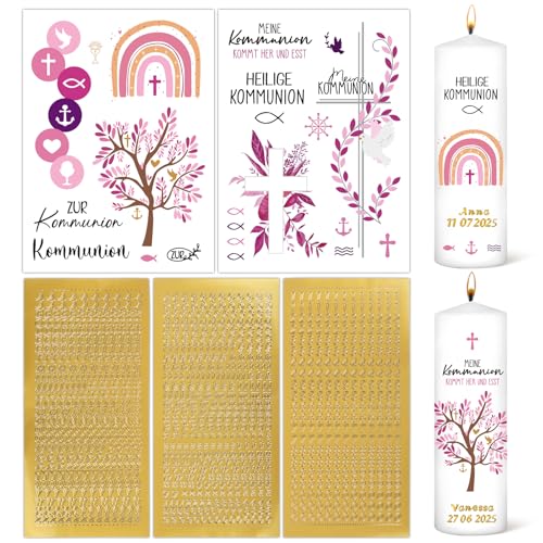 BOFUNX 2pcs Kerzentattoos Kommunion Kerzen Tattoofolie + 3pcs Groß- und Kleinbuchstaben Kerzen Sticker Gold Zahlen Aufkleber für Kommunionkerzen Basteln BOFUNX 2pcs Kerzentattoos Kommunion Kerzen Tattoofolie + 3pcs Groß- und Kleinbuchstaben Kerzen Sticker Gold Zahlen Aufkleber für Kommunionkerzen Basteln von BOFUNX