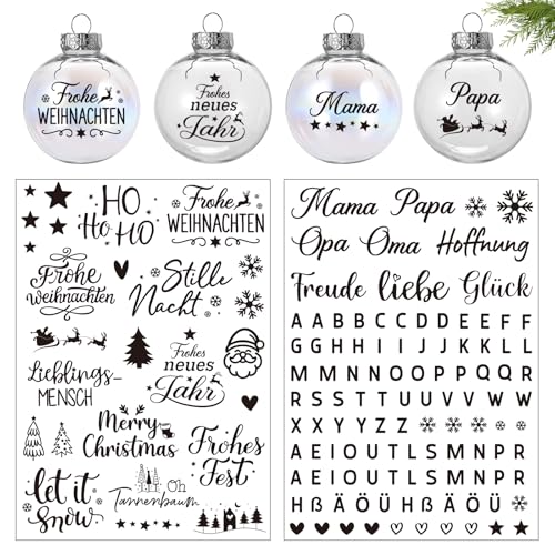 BOFUNX 2pcs Rub On Sticker Weihnachten Weihnachtskugeln Aufkleber für DIY Personalisierte Weihnachtskugeln Weihnachten Geschenk Handwerk Basteln BOFUNX 2pcs Rub On Sticker Weihnachten Weihnachtskugeln Aufkleber für DIY Personalisierte Weihnachtskugeln Weihnachten Geschenk Handwerk Basteln von BOFUNX