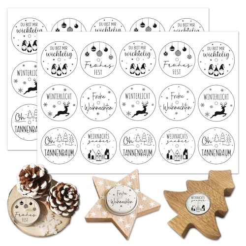 BOFUNX 2pcs Teelichter Kerzentattoos Weihnachten Kerzen Tattoofolie Teelichter Kerzensticker DIY Teelichter Kerzen Weihnachtsdeko von BOFUNX