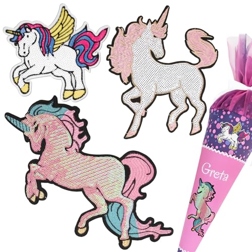 BOFUNX 3 Stücke Einhorn Aufnäher Schultüte Groß Einhorn Aufnäher Pailletten Patches Glitzer Bügelbild Kinder Aufbügelflicken für Schultüte Schulranzen Kleidung BOFUNX 3 Stücke Einhorn Aufnäher Schultüte Groß Einhorn Aufnäher Pailletten Patches Glitzer Bügelbild Kinder Aufbügelflicken für Schultüte Schulranzen Kleidung von BOFUNX