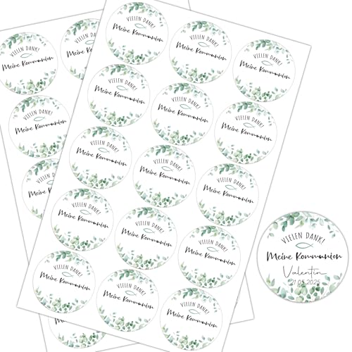 BOFUNX 30 Stücke Aufkleber zur Kommunion Selbstklebende Sticker Etiketten für Kommunion Danke Geschenk - Meine Kommunion Aufkleber Eukalyptusblätter Motive BOFUNX 30 Stücke Aufkleber zur Kommunion Selbstklebende Sticker Etiketten für Kommunion Danke Geschenk - Meine Kommunion Aufkleber Eukalyptusblätter Motive von BOFUNX