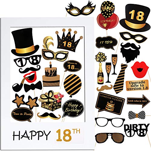 BOFUNX 35 Stücke Foto Requisiten Geburtstag 18 und Fotorahmen, Fotobox Accessoires Photo Booth Geburtstag Party Deko BOFUNX 35 Stücke Foto Requisiten Geburtstag 18 und Fotorahmen, Fotobox Accessoires Photo Booth Geburtstag Party Deko von BOFUNX