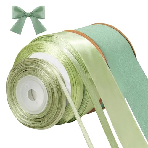 BOFUNX 4 Rolle Satinband Grün Schleifenband Geschenkband Salbeigrün Dekoband Stoffband für Hochzeit Geburtstag Party Basteln Bänder 3mm/6mm/25mm/38mm BOFUNX 4 Rolle Satinband Grün Schleifenband Geschenkband Salbeigrün Dekoband Stoffband für Hochzeit Geburtstag Party Basteln Bänder 3mm/6mm/25mm/38mm von BOFUNX