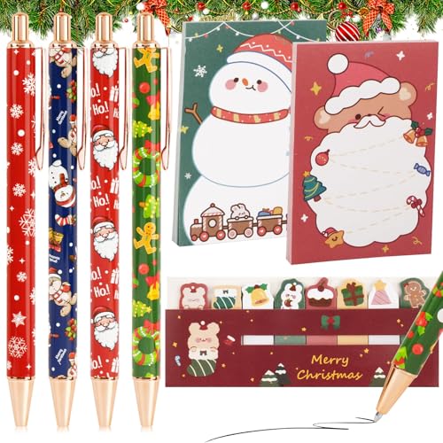 BOFUNX 4 Stück Metall Weihnachten Kugelschreiber Set + 100 Blätter Weihnachten Notizblöcke und Seitenmarker Haftnotizen Weihnachtsstifte Set für Weihnachten Kinder Freund Kollegen Mitarbeiter Geschenk BOFUNX 4 Stück Metall Weihnachten Kugelschreiber Set + 100 Blätter Weihnachten Notizblöcke und Seitenmarker Haftnotizen Weihnachtsstifte Set für Weihnachten Kinder Freund Kollegen Mitarbeiter Geschenk von BOFUNX