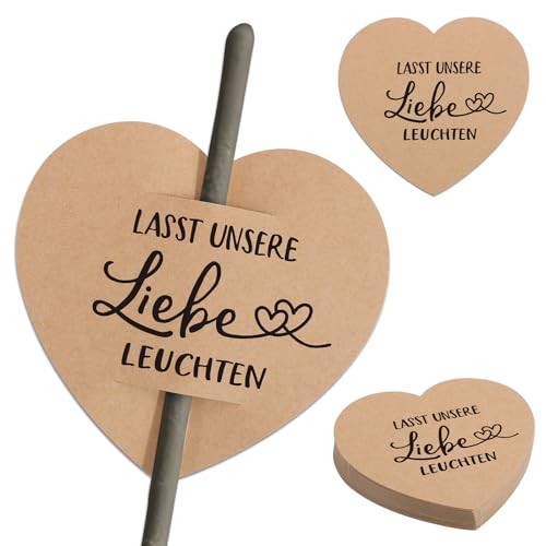 BOFUNX 50pcs Wunderkerzen Etiketten Hochzeit Wunderkerzen Karten Halter Hochzeit Gastgeschenke Hochzeit Party Deko - Lasst Unsere Liebe Leuchten von BOFUNX