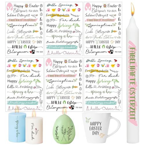 BOFUNX 6pcs Kerzen Tattoofolie Ostern Kerzentattoos Folie Frühling Kerzen Tattoos DIY Kerzensticker für Kerzen und Keramik BOFUNX 6pcs Kerzen Tattoofolie Ostern Kerzentattoos Folie Frühling Kerzen Tattoos DIY Kerzensticker für Kerzen und Keramik von BOFUNX