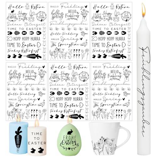 BOFUNX 6pcs Kerzen Tattoofolie Ostern Kerzentattoos Folie Frühling Kerzen Tattoos DIY Kerzensticker für Kerzen und Keramik BOFUNX 6pcs Kerzen Tattoofolie Ostern Kerzentattoos Folie Frühling Kerzen Tattoos DIY Kerzensticker für Kerzen und Keramik von BOFUNX