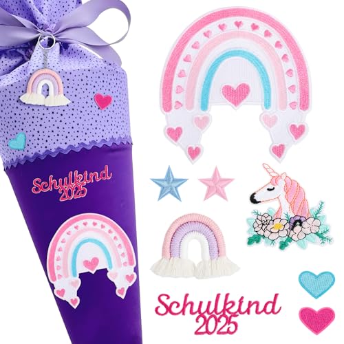 BOFUNX 7 Stücke Schultüte Aufnäher Einhorn Regenbogen Sterne Herz Aufnäher Patches Bügelbild Kinder Aufbügelflicken mit Regenbogen Deko für Schultüte Schulranzen Kleidung BOFUNX 7 Stücke Schultüte Aufnäher Einhorn Regenbogen Sterne Herz Aufnäher Patches Bügelbild Kinder Aufbügelflicken mit Regenbogen Deko für Schultüte Schulranzen Kleidung von BOFUNX