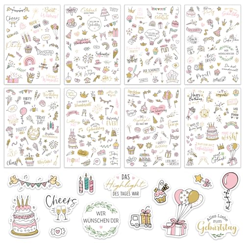 BOFUNX 8 Blätter Geburtstag Sticker Selbstklebende Geburtstag Aufkleber 300+ Motive Happy Birthday Stickers für Gästebuch Fotoalbum Karte Geburtstag Partydeko BOFUNX 8 Blätter Geburtstag Sticker Selbstklebende Geburtstag Aufkleber 300+ Motive Happy Birthday Stickers für Gästebuch Fotoalbum Karte Geburtstag Partydeko von BOFUNX