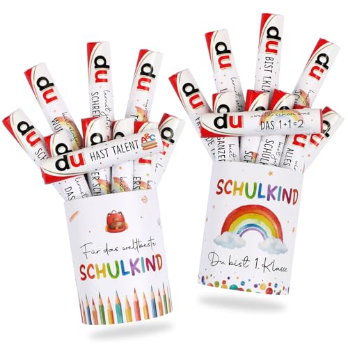 BOFUNX Einschulung Aufkleber Set 2pcs Schulkind Box Sticker + 20pcs Schulkind Schulanfang Banderolen Aufkleber Schulanfang Einschulung Erster Schultag Mutmacher Geschenke für Jungen Mädchen von BOFUNX