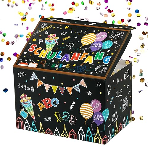 BOFUNX Explodierende Konfetti Geschenkbox Schulanfang Explosionsbox Einschulung Geschenkbox Überraschungsbox für Jungen Mädchen Einschulung Schulanfang Schuleinführung von BOFUNX