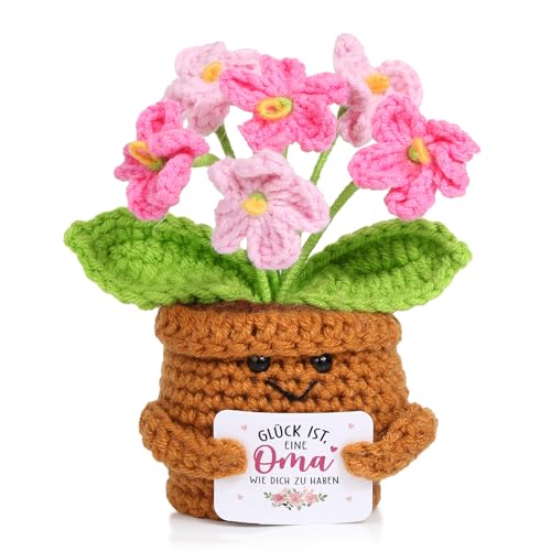 BOFUNX Großmutter Geschenk, Gestrickte Blumen + Karte + Organzasäckchen, Oma Geschenk für Geburtstag Muttertag Großelterntag Weihnachten Neujahr BOFUNX Großmutter Geschenk, Gestrickte Blumen + Karte + Organzasäckchen, Oma Geschenk für Geburtstag Muttertag Großelterntag Weihnachten Neujahr von BOFUNX