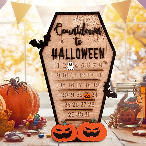 BOFUNX Halloween Adventskalender Halloween Deko mit Geist und Kürbis Beweglicher Holzblock Halloween Countdown Kalender aus Holz für Halloween Party Ornament BOFUNX Halloween Adventskalender Halloween Deko mit Geist und Kürbis Beweglicher Holzblock Halloween Countdown Kalender aus Holz für Halloween Party Ornament von BOFUNX