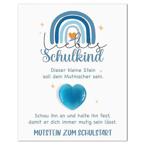 BOFUNX Mutstein Einschulungsgeschenk Schulkind Geschenk, Mutstein + Karte + Organzasäckchen, Schulanfang Schulstart Geschenk Schultüte Geschenk Schultüte Füllung von BOFUNX