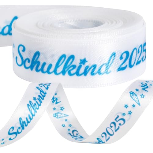 BOFUNX Schleifenband Schulkind 2025 Geschenkband Blau Satinband für Schultüte Zuckertüten Schulanfang Geschenke Dekoband, 5m lang 16mm breit BOFUNX Schleifenband Schulkind 2025 Geschenkband Blau Satinband für Schultüte Zuckertüten Schulanfang Geschenke Dekoband, 5m lang 16mm breit von BOFUNX