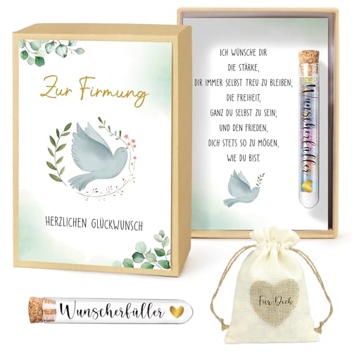 BOFUNX Verpackung Geldgeschenke zur Firmung Inklusive Karte Geschenkbox Kunststoff Reagenzglas Jutesäckchen Firmung Geschenke Geld Gutschein Verpackung für Jungen Mädchen von BOFUNX