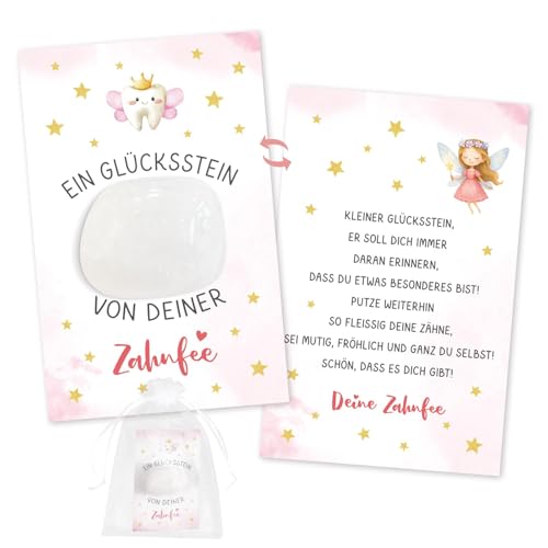BOFUNX Zahnfee Geschenk, Glücksstein + Zahnfee Karte + Organzasäckchen, Mädchen Zahnfee Geschenk Andenken BOFUNX Zahnfee Geschenk, Glücksstein + Zahnfee Karte + Organzasäckchen, Mädchen Zahnfee Geschenk Andenken von BOFUNX