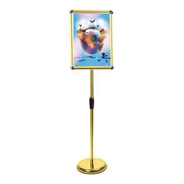 BOGDTF Podestal-Poster-Schilderständer mit robuster Basis, verstellbarer Schilderhalter, stehender Bodenschildständer für Büro, Geschäft, Schule, Kirche, öffentliche Schilder, 32 x 45 cm, goldfarben von BOGDTF