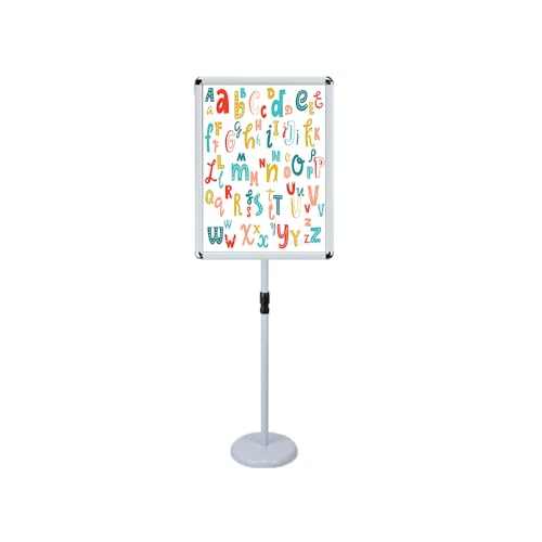 BOGDTF Posterständer, verstellbarer Schilderhalter, Aluminium, Menüständer, Bodenständer, schnell austauschbare Poster, Anzeigen, Verkaufsmenü, 45 x 62,4 cm, Weiß von BOGDTF