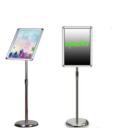 BOGDTF Posterständer mit Schnapprahmen, stabiler runder Sockel, vertikal & horizontal, winkel- und höhenverstellbar, 360° drehbarer Bodenschildhalter mit Sicherheitsecke, 24,4 x 34,3 cm, Silber BOGDTF Posterständer mit Schnapprahmen, stabiler runder Sockel, vertikal & horizontal, winkel- und höhenverstellbar, 360° drehbarer Bodenschildhalter mit Sicherheitsecke, 24,4 x 34,3 cm, Silber von BOGDTF