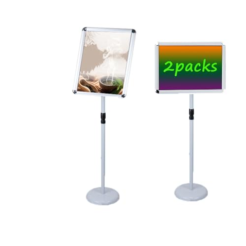 BOGDTF Posterständer mit Schnapprahmen, stabiler runder Sockel, vertikal & horizontal, winkel- und höhenverstellbar, 360° drehbarer Bodenschildhalter mit Sicherheitsecke, 24,4 x 34,3 cm, Weiß BOGDTF Posterständer mit Schnapprahmen, stabiler runder Sockel, vertikal & horizontal, winkel- und höhenverstellbar, 360° drehbarer Bodenschildhalter mit Sicherheitsecke, 24,4 x 34,3 cm, Weiß von BOGDTF