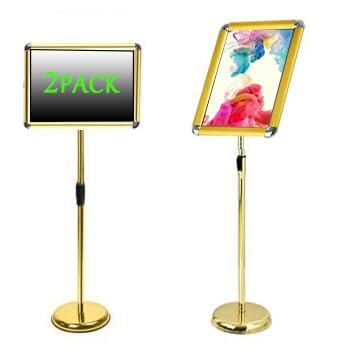 BOGDTF Posterständer mit Schnapprahmen, stabiler runder Sockel, vertikal & horizontal, winkel- und höhenverstellbar, 360° drehbarer Bodenschildhalter mit Sicherheitsecke, 24,4 x 34,3 cm, goldfarben BOGDTF Posterständer mit Schnapprahmen, stabiler runder Sockel, vertikal & horizontal, winkel- und höhenverstellbar, 360° drehbarer Bodenschildhalter mit Sicherheitsecke, 24,4 x 34,3 cm, goldfarben von BOGDTF