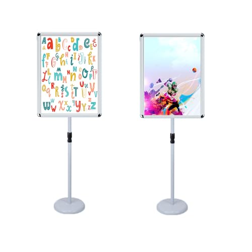 BOGDTF Posterständer mit Schnapprahmen, stabiler runder Sockel, vertikal und horizontal, winkel- und höhenverstellbar, 360° drehbarer Bodenschildhalter mit Sicherheitsecke, 45 x 62,4 cm, Weiß BOGDTF Posterständer mit Schnapprahmen, stabiler runder Sockel, vertikal und horizontal, winkel- und höhenverstellbar, 360° drehbarer Bodenschildhalter mit Sicherheitsecke, 45 x 62,4 cm, Weiß von BOGDTF