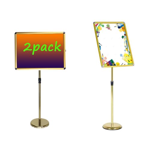 BOGDTF Posterständer mit Schnapprahmen, stabiler runder Sockel, vertikal und horizontal, winkel- und höhenverstellbar, 360° drehbarer Bodenschildhalter mit Sicherheitsecke, 45 x 62,4 cm, goldfarben BOGDTF Posterständer mit Schnapprahmen, stabiler runder Sockel, vertikal und horizontal, winkel- und höhenverstellbar, 360° drehbarer Bodenschildhalter mit Sicherheitsecke, 45 x 62,4 cm, goldfarben von BOGDTF
