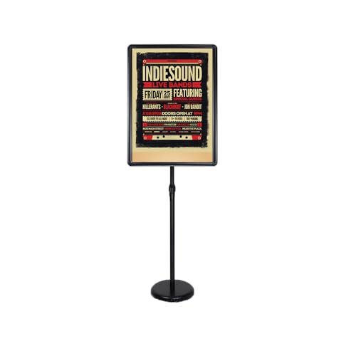 BOGDTF Schilderhalter, wiederverwendbarer Schilderhalter für Display, Werbung, Geschäft, Supermarkt, Boden, vertikale und horizontale Ansicht, Bodenständer, 45 x 62,4 cm, Schwarz von BOGDTF