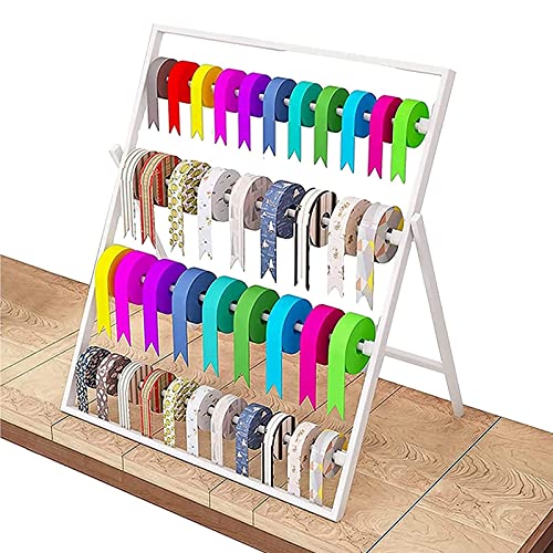 BOGDTF Schreibtisch-Band-Organizer für Geschenkgeschäfte/Bastelraum, 4-lagiger Metall-Ständer, Geschenkpapier/Bastelartikel, abnehmbare Stangen, Schrankständer zum Aufhängen von Kleidung von BOGDTF