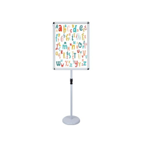 BOGDTF Standschild-Halter, Posterständer, verstellbarer bodenstehender Schilderhalter mit Aluminium-Rahmen zum Aufklappen für vertikale/horizontale Schilder, 45 x 62,4 cm, Weiß von BOGDTF